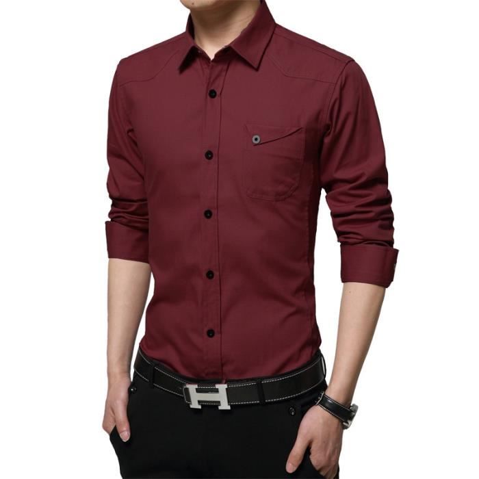 chemise homme bordeaux