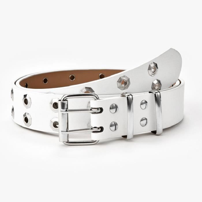 CEINTURE Femme - Décoration de trou complet octogonal à double échappement  de mode créative - blanc FZ™