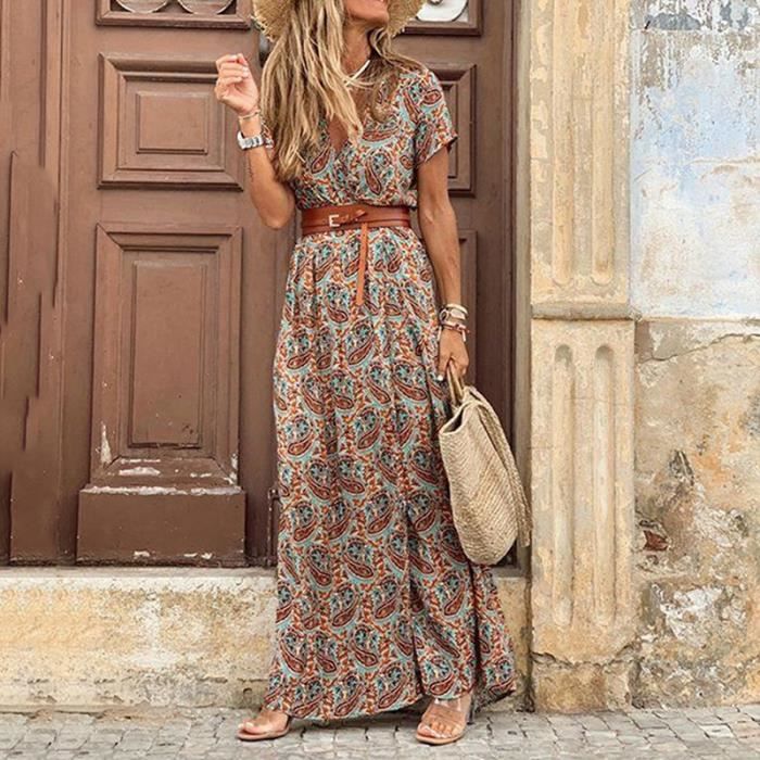 Robe longue imprimee boheme discount