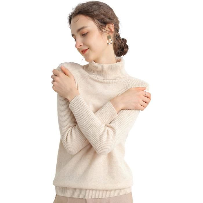 Liny Xin Pull Femme à col en V Laine Merino Basic Tricots Top pour l'Automne et l'hiver 