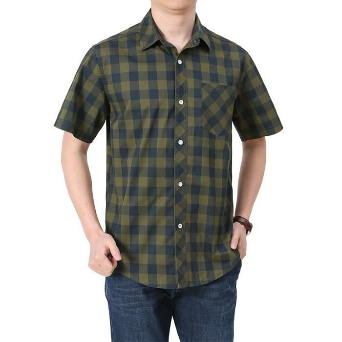 Chemise À Carreaux Homme Manches Courtes