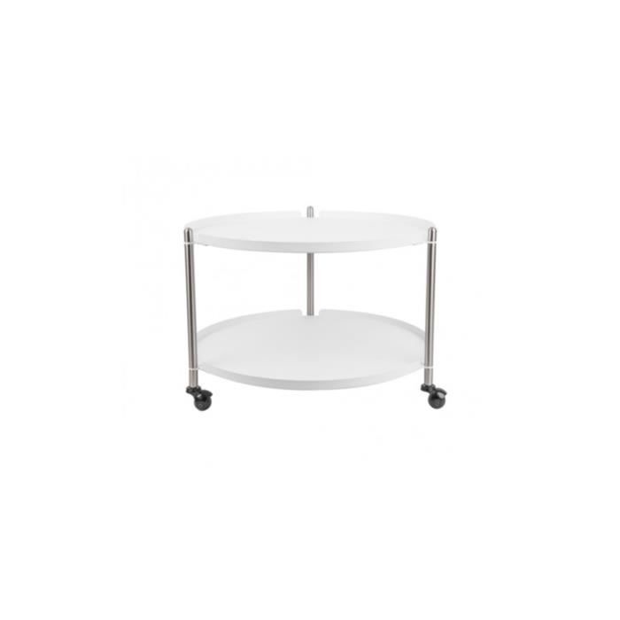 table basse blanche mate et métal thrill - present time - rond - 40 cm - 60 cm - meuble de salon