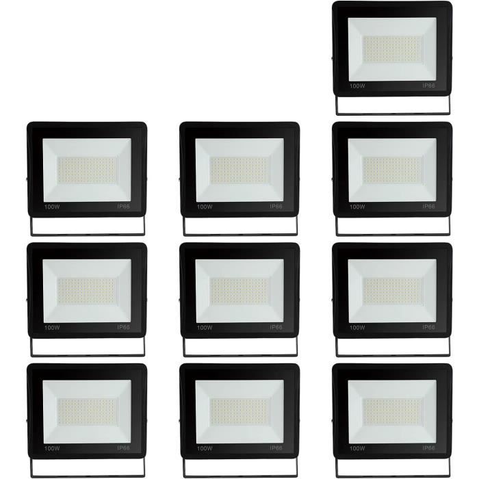 Projecteur LED Extérieur 50W Lospitch - IP66 Étanche, 4250LM, 6000K Blanc Froid - Lot De 10