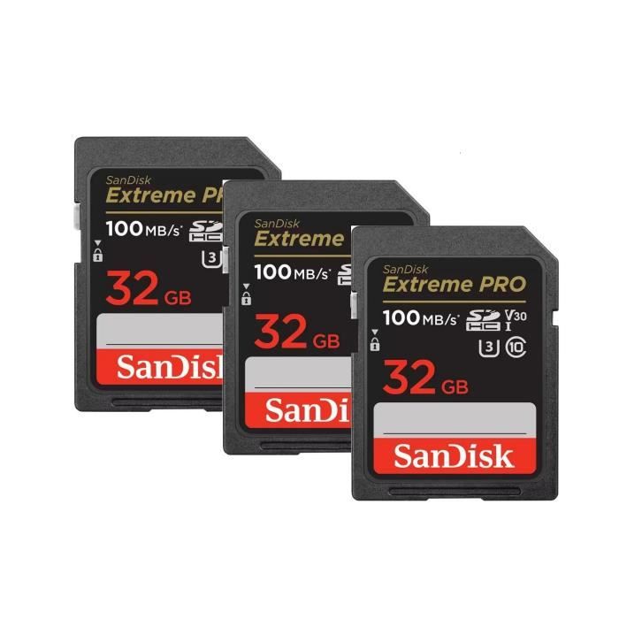 3PCS Sandisk Extreme Pro Carte Mémoire SDHC 100Mo/ 90Mo/ UHS I V30 version 2022 - vue 2