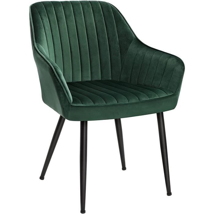 chaise de salle à manger - songmics - 62,5 x 60 x 85 cm - pieds en métal - revêtement en velours - vert