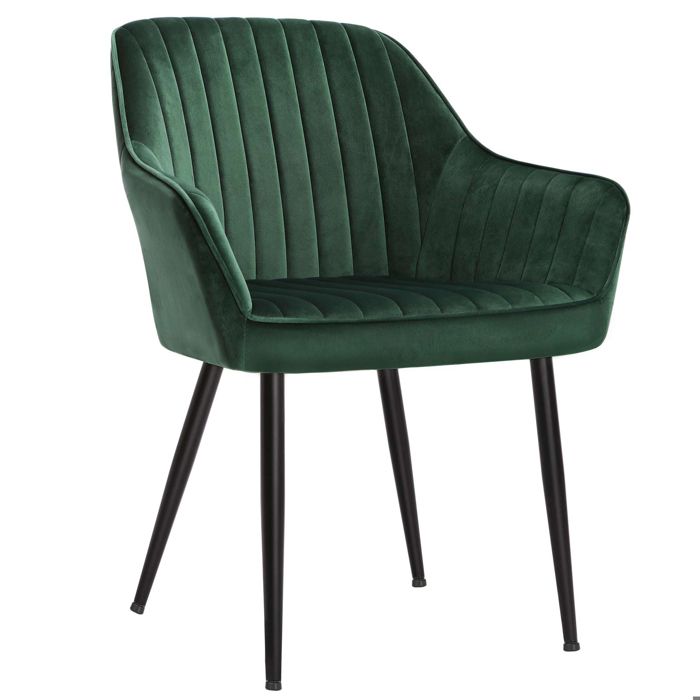 Chaise de salle à manger - SONGMICS - 62 5 x 60 x 85 cm - Pieds en métal - Revêtement en velours - Vert Chaise de salle à manger - SONGMICS - 62 5 x 60 x 85 cm - Pieds en métal - Revêtement en velours - Vert