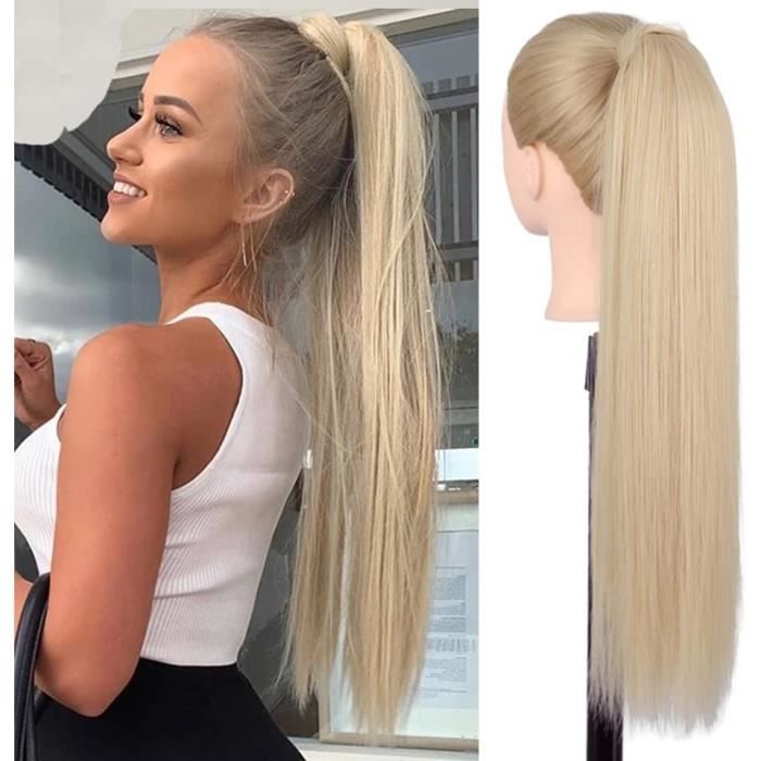 Ponytail Extensions à clip en queue de cheval Blond long lisse