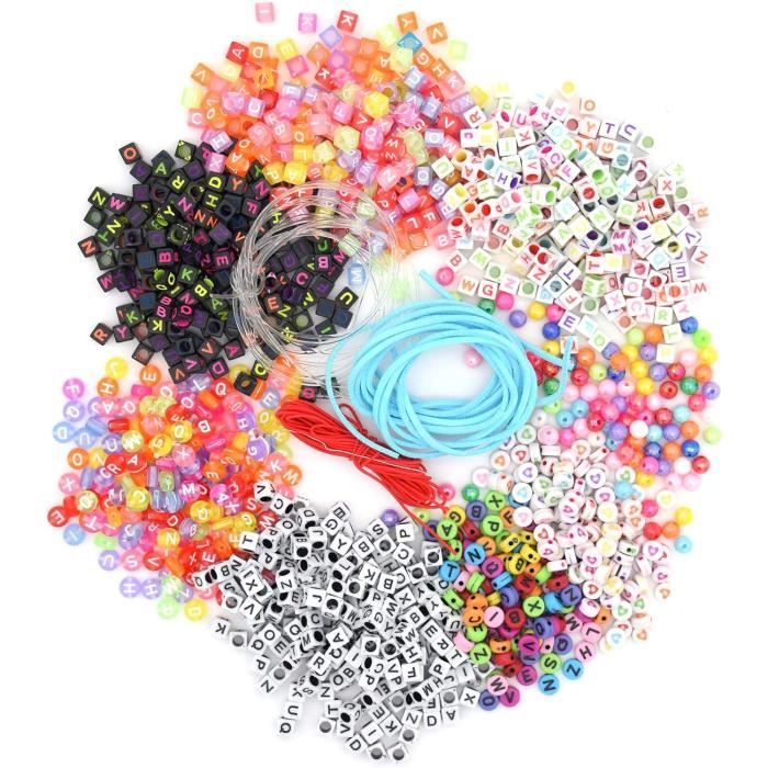 Perles Alphabet 400 Pièces - Lettres A à Z Colorées, Pour DIY Collier, Bracelet, Pendentif, Taille ~12.5x9mm
