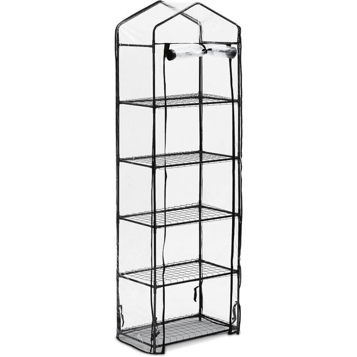 Serre De Jardin 8 étagères Transparent PVC Bache Volet Roulant 143 X 73 X 195 Cm - Transparent9