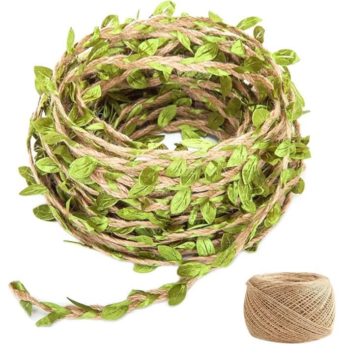 CABODYALS Rouleau De Ficelle De Jute Tressée Créative Avec Feuilles D