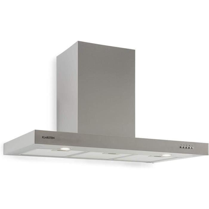 Hotte Aspirante Inclinée Klarstein Illuminosa 90 Cm - Puissance 818 M³/h, Écran Tactile, LED, Filtre Charbon - Class A++