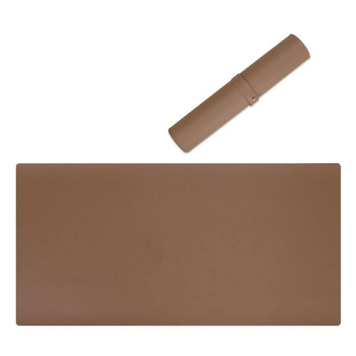 TD® Sous-Main de Bureau/ Double Face en PU Cuir Synthétique/ 120*60 cm/ Épais Couleur Pur Imperméable/ Tendance et Classe MARRON