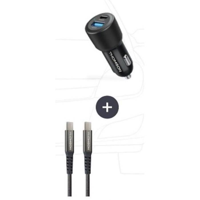 Chargeur voiture THOMSON Technologie GaN nouvelle génération totale 2 USB C PD + pd - vue 2