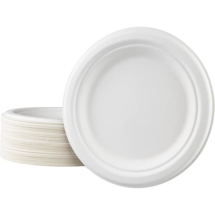 Assiettes Creuses Rigides En Pulpe De Canne à Sucre - Diamètre 18 Cm, Motif Diamant, Neuf