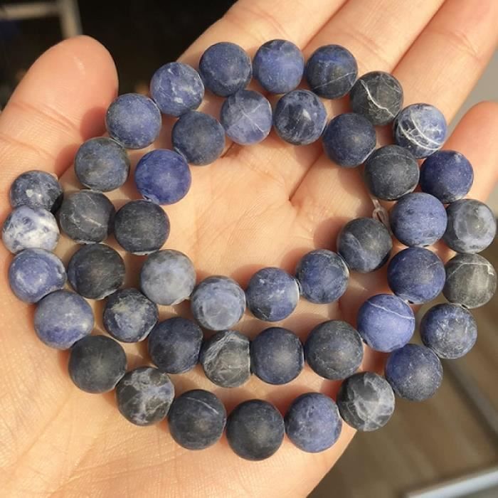 Perles D'agate Bleue Naturelle Pour Fabrication De Bijoux - Fil De 65 Perles - Neuf