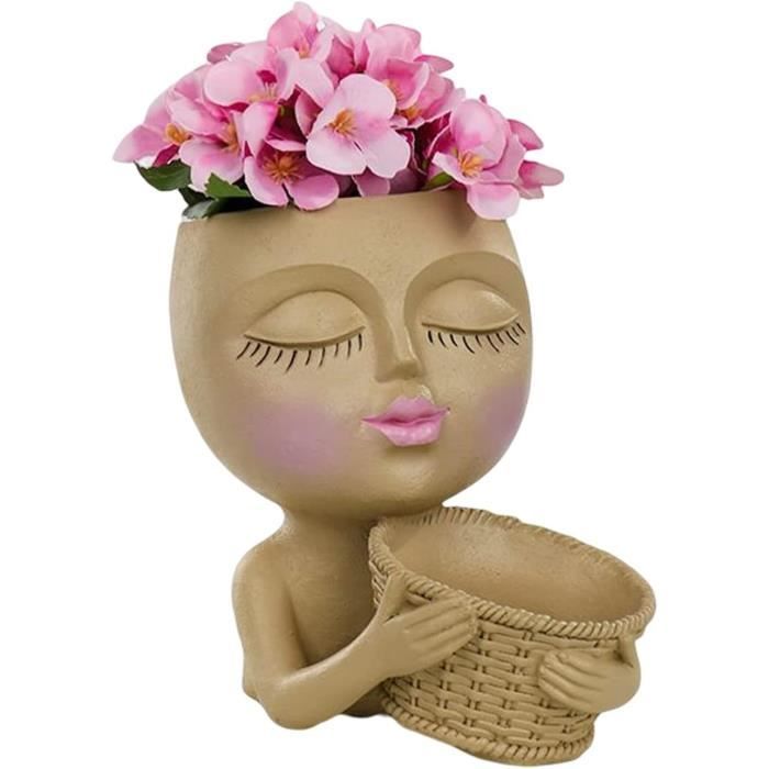 Tête De Pot De Fleurs En Forme De Visage D'Homme Pour Plantes D