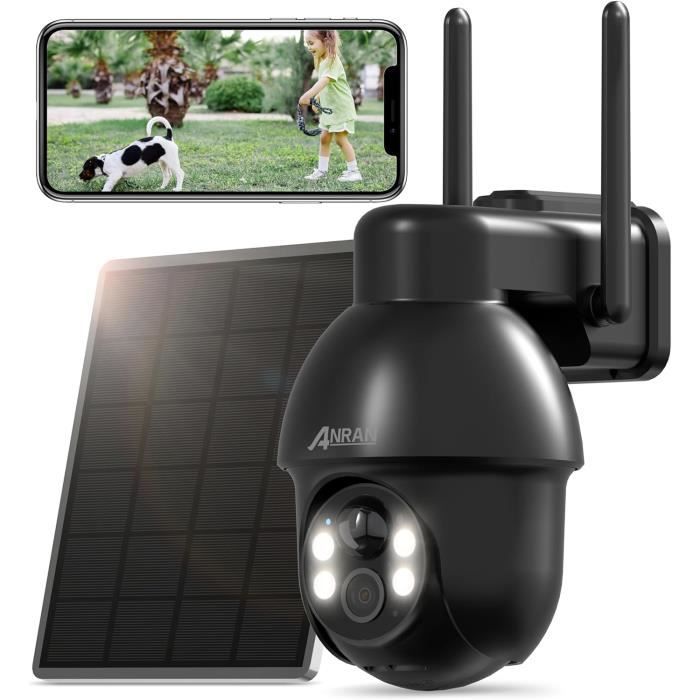 ieGeek 5MP Camera Solaire, Camera Surveillance WiFi Exterieure sans Fil, Camera 360 Degrés, Détection Humaine PIR, Vision Nocturne Couleur, Audio