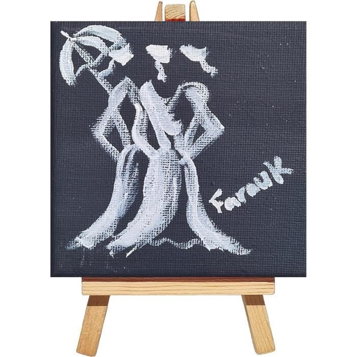 Reproduction d'art vintage faite à la main avec cadre en bois massif de 28 x