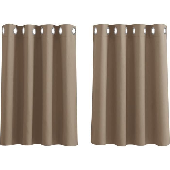 Rideaux Courts à étages Style Cantonnière - Taille 132x46 Cm - Tissu Lin Beige - Neuf - Décoration Romantique