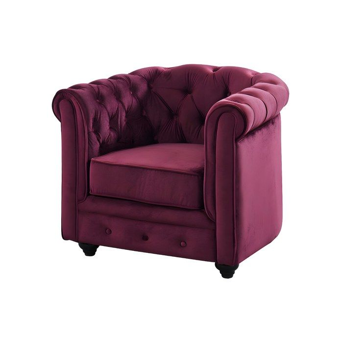 Fauteuil CHESTERFIELD - Velours pourpre