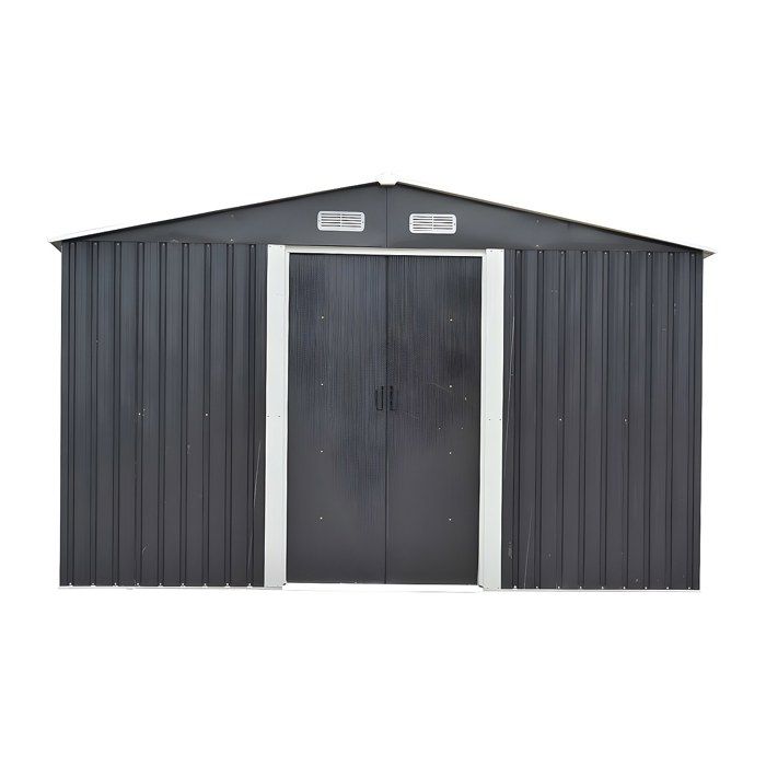 Abri de jardin métal en acier galvanisé gris 125 m² - MANSO