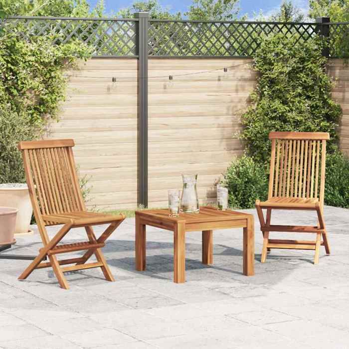 vidaXL Chaises pliables de jardin Bois de teck solide - vue 3