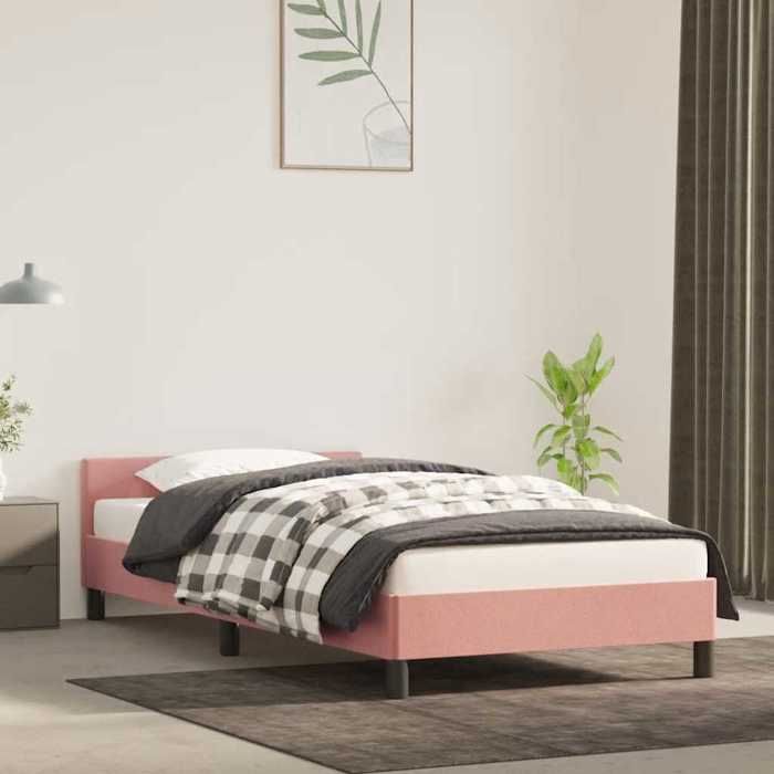 vidaXL Cadre de lit et tête de lit sans matelas rose 90x200 cm velours 347554
