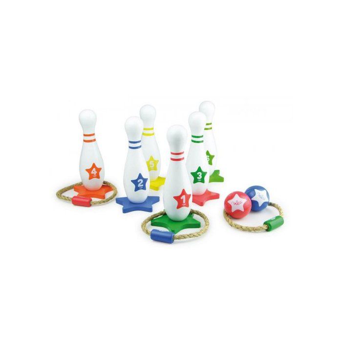 Set De Quilles Pour Enfants 10 Quilles + 2 Boules - Jeu Bowling Extérieur Intérieur 30cm