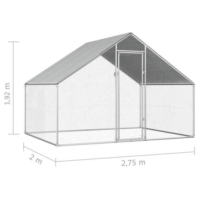 Poulailler dextérieur 275 x 2 x 192 m Acier galvanisé LVD