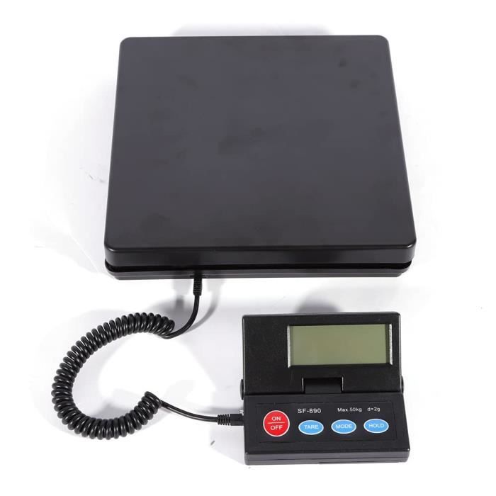 Balance électronique 50 Kg - Précision 1g/2g, écran LCD, 4 Unités (kg,g,oz,lb), Câble Long, Plateau Large 24,5 Cm