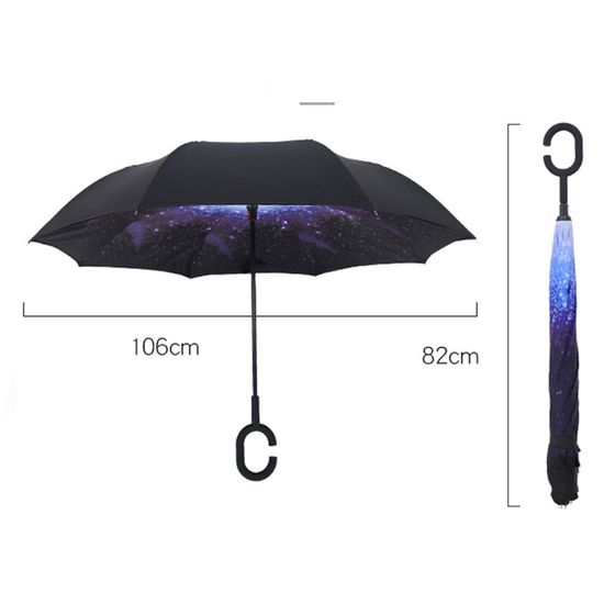 ISAOA Grand Parapluie Inversé Coupe-Vent Double Couche - Poignée C, Autoportant, Résistant Pluie Et Vent