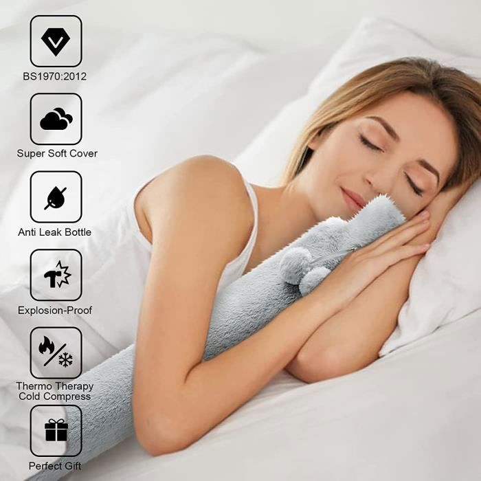 Bouillotte Longue Avec Grand Tuyau De 2 Litres Pour L'épaule, Le Cou, Le Lit, Le Dos