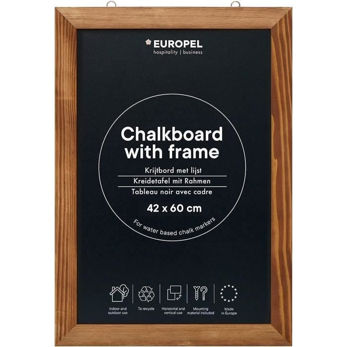 Tableau noir pour craie avec cadre en bois - 60 x 40 cm