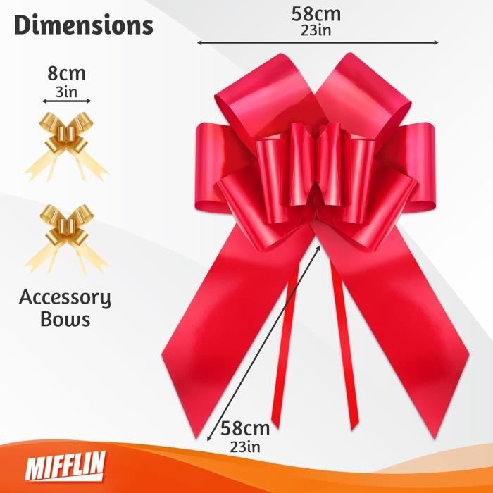 Noeud Rouge Noel Geant Nœud Cadeau Voiture Géant - Ruban Bleu 58cm - Aimants Autocollants - Anniversaire Mariage Fête Ruban Géant Bleu Scintillant