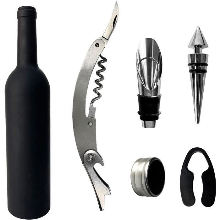 Ensemble Tire-bouchon 4 En 1 - Ouvre-bouteille, Verseur, Anneau Anti-goutte Et Bouchon En Acier Inoxydable