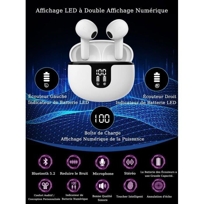 Casque Bluetooth Sans Fil,Casque Sans Fil Supra-Auriculaire Avec 6 Modes D'Égalisation,Casque