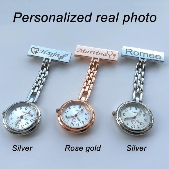 Montre Poche Infirmière Clip Ou Collier – Montre Médicale Numérique Réversible, Bleue, Pratique Pour Soins