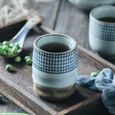 Tasse à café,Tasse en céramique,poterie grossière,motif de treillis peint à la main,tasse à thé,verres à café,vin - Type C 280ML1-2