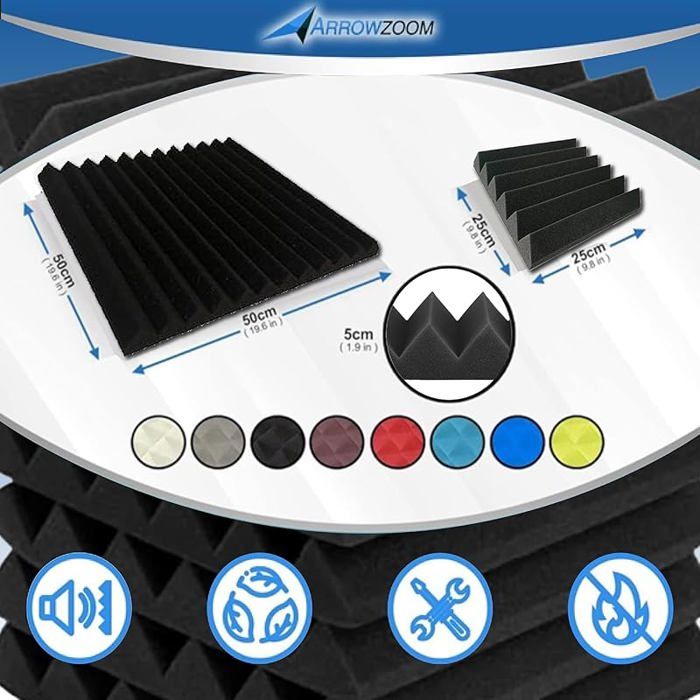 Panneaux Mousse Acoustiques Polyuréthane 25x25x5cm Bleu, Lot 48 — free download