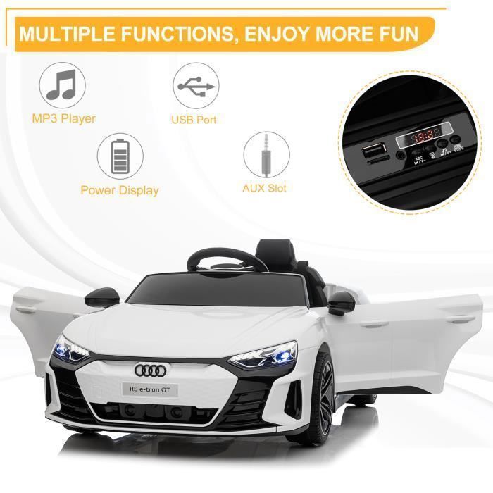 COSTWAY Voiture Electrique Enfant 12V/7Ah, 2-4 km/h, 2 Place, Télécommande 2,4G pour 3-8Ans, MP3, USB, Radio, Lumineux, Klaxon - Jeux - Jouets