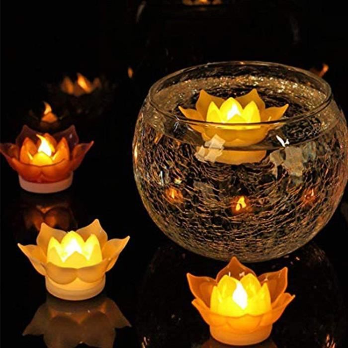 2 pcs sans flamme bougie flottante lotus lumières led fleur bougies lumière  pour piscine festival nuit vert[A504] - Cdiscount Maison