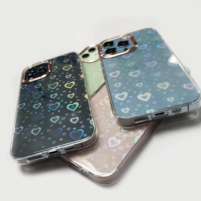 Compatible avec iPhone 11 coque, Aesthetic Love Heart Laser Clear