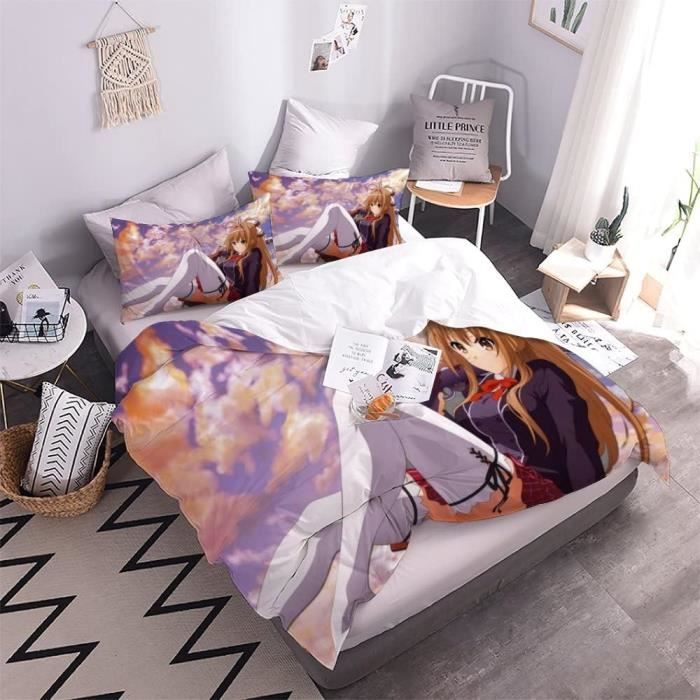 Housse De Couette 140X200 Anime Ado Fille Parure De Lit 1 Personne