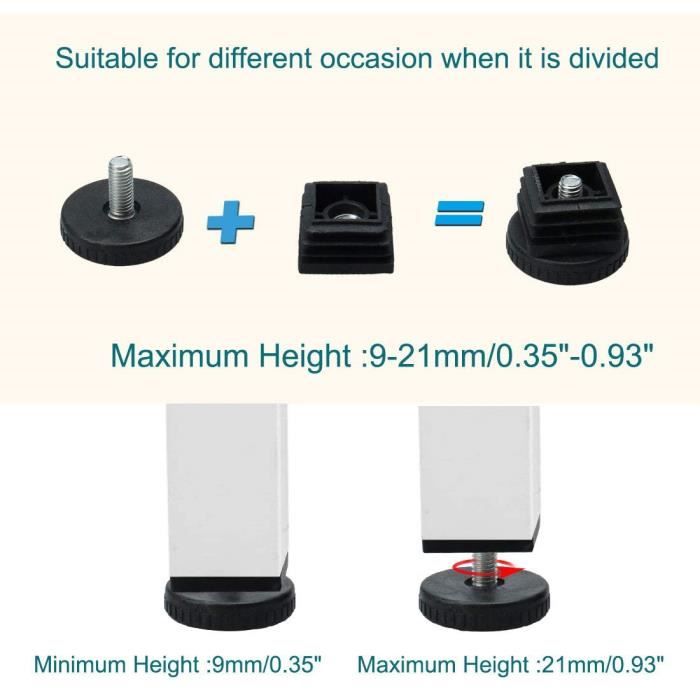 Uni-Fine M10 Lot De 16 Pieds De Nivellement Réglables En Hauteur Pour
