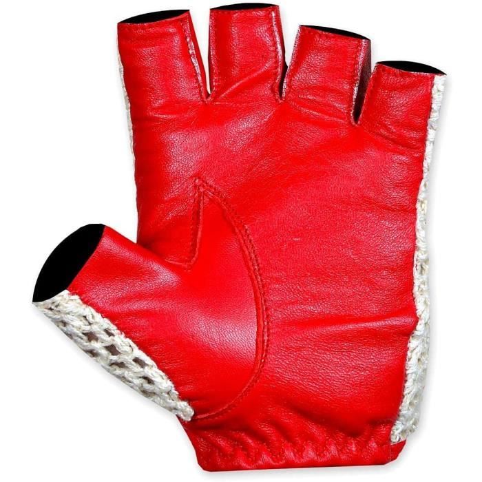 Gants de Conduite Mitaine BUSINESS SQUARE Rouge Cuir Demi