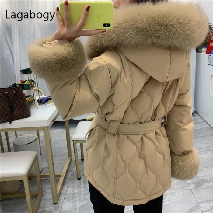 Lagabogy hiver femmes vraie fourrure de renard 90 duvet de canard