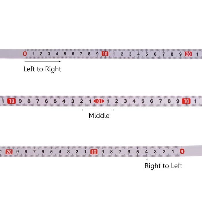 Ruban de mesure auto-adhésif de gauche à droite, droite à gauche, Au milieu  des deux côtés 1/2/3 / 5M (1M, Droite à gauche) : : Bricolage