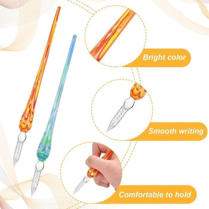 SIPLIV Ensemble Stylo Plongeur En Verre - 1 Stylo, 12 Encres, Support Et Tasse | Calligraphie Et Dessin - 5