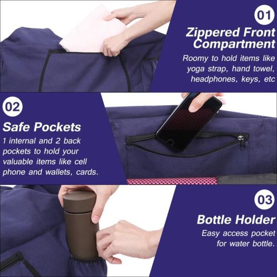 TENDYCOCO Grand Sac de Yoga avec fourre-Tout Sac de Sport Polyvalent avec Poches lat/érales et Fermetures /à glissi/ère