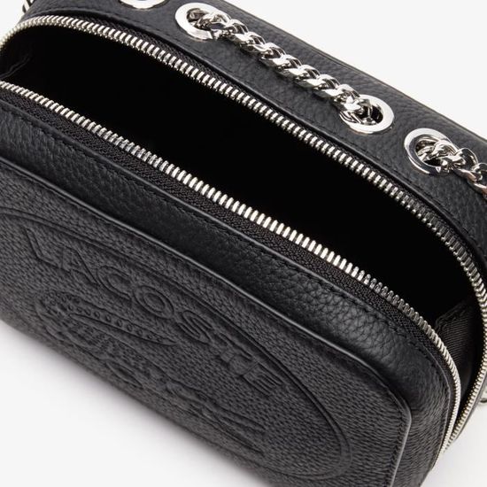 Sac bandoulière zippé croco crew sale en cuir grainé uni